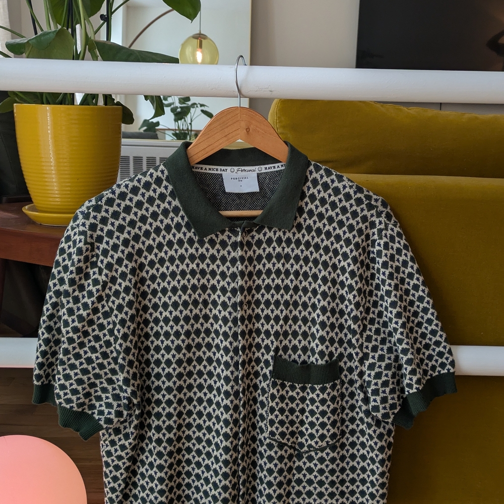 Percival Green and White Polo Shirt
